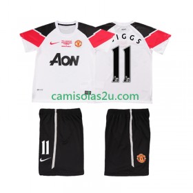 Camisolas de futebol Manchester United GIGGS 11 Champions League 2011 2012 Retro Criança Equipamento 3ª Manga Curta